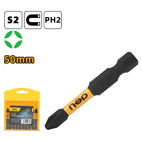 Бита Deli YS EDL251050, ударная, 10 шт., PH2 x 50 мм