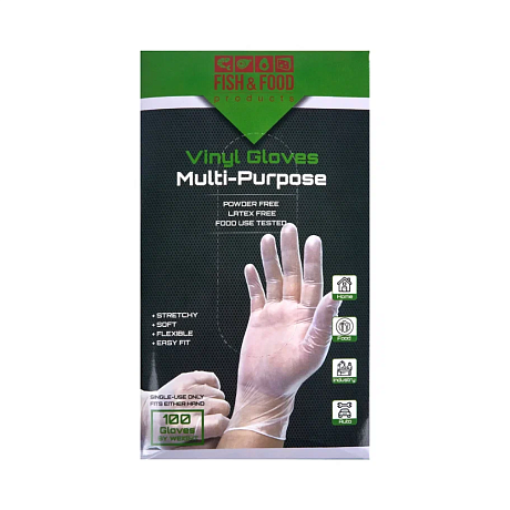 Перчатки виниловые одноразовые,  р-р L, 100 шт./уп. прозрачный