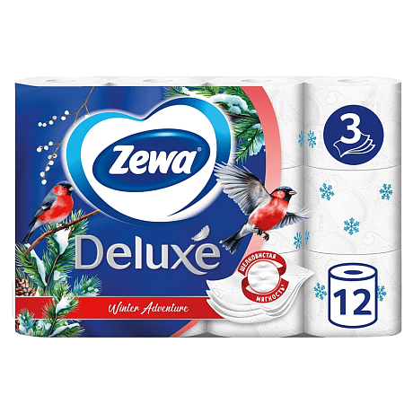 Бумага туалетная Zewa Deluxe, 12 рулонов, 3 слоя, белый