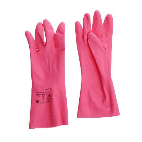 Перчатки латексные HQ Profiline, р-р M, с х/б покрытием, красный