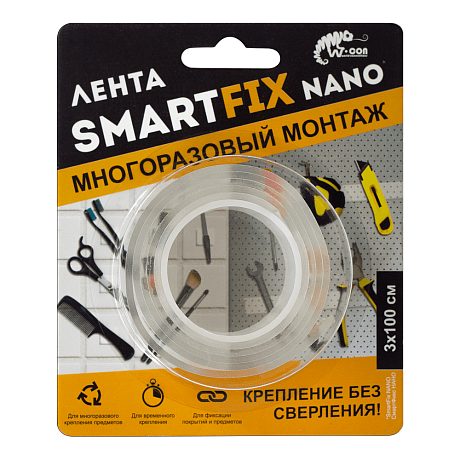 Лента монтажная двусторонняя, 30 мм x 1 м, SmartFix Heavy SMN3010T д/многократного монтажа