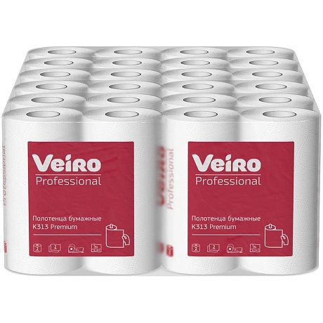 Полотенца бумажные Veiro Professional Premium, в рулонах, 2 рулона, 15 м, 2 слоя (K313)