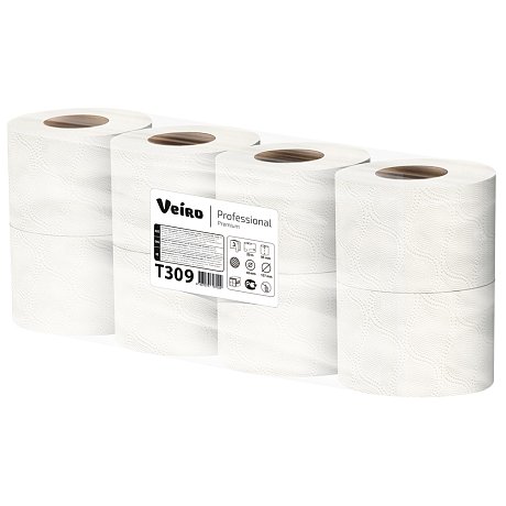 Бумага туалетная Veiro Professional Premium, 3 слоя, 8 рулонов (T309)