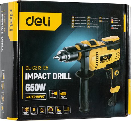 Дрель Deli YS EDL-CZ13-E5 Ударная 650 Вт, 3000 об/мин, 1 скорость 