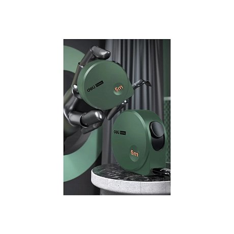Рулетка Deli HS HT8519L, 5 м х 19 мм, Soft Touch, зеленый