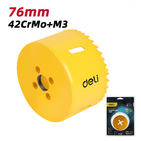 Коронка биметаллическая Deli YS EDH-SKK076-E1, 76 х 38 мм, М14