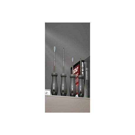Набор отверток Deli HS HT1004, 4 шт. (PH1х100,PH2х150,SL5х100, SL6х150), Soft Touch, черный