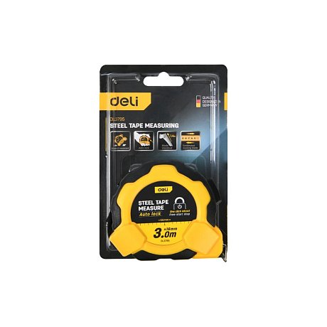 Рулетка Deli YS EDL3795, 3 м х 16 мм, желтый, черный