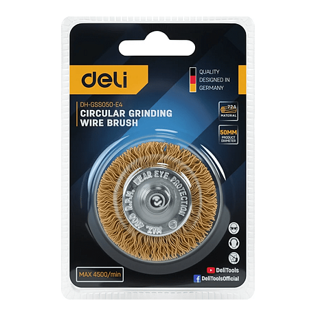 Щетка для дрели Deli YS EDH-GSS075-E3, плоская, проволочная