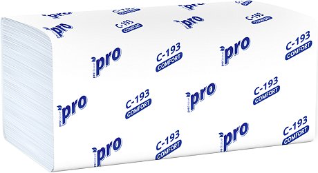 Полотенца бумажные PROtissue V - сложение 250 листов, 1 слой, 100% целлюлоза (C193)
