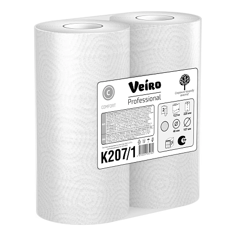 Полотенца бумажные Veiro Professional Comfort в рулонах, 12.5 м, 2 слоя (K207/1)