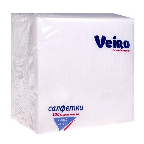 Салфетки бумажные Veiro, 100 шт/упак, 24x24 см, белый