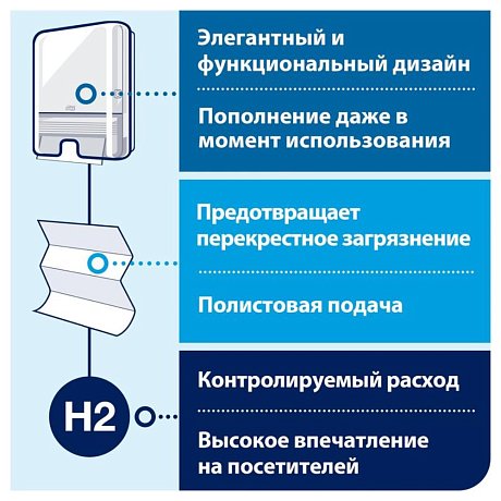 Диспенсер TORK Xpress для полотенец листовых Multifold, H2, белый (552000)