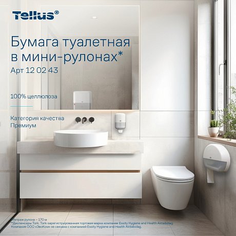 Бумага туалетная Tellus Премиум T2, в мини-рулонах, 170 м, 2 слоя (120243)