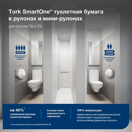 Бумага туалетная TORK Advanced T9 SmartOne, 130 м (472261)