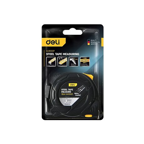 Рулетка Deli YS EDL9003P, 3 м х 16 мм, желтый, черный