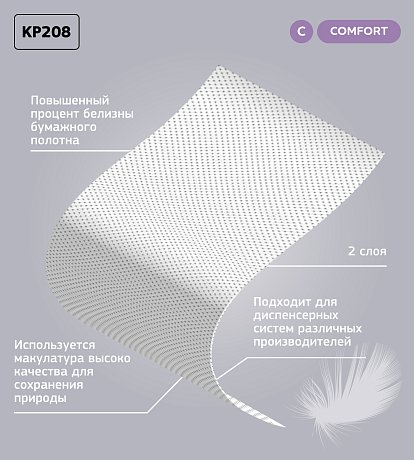 Полотенца бумажные Veiro Professional Comfort в рулонах с центральной вытяжкой, 100 м, 2 слоя (KP208)