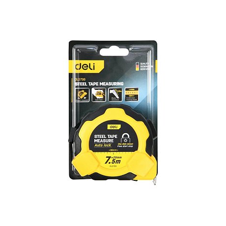Рулетка Deli YS EDL3798, 7,5 м х 25 мм, желтый, черный