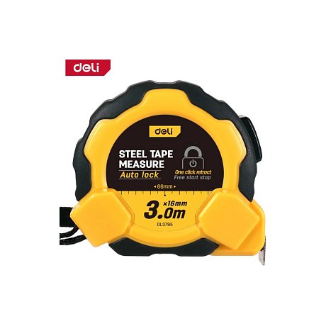 Рулетка Deli YS EDL3795, 3 м х 16 мм, желтый, черный
