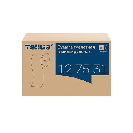 Бумага туалетная Tellus Комфорт T6, в миди-рулонах 100 м, 2 слоя (127531)