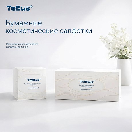 Салфетки Tellus Премиум для лица, 90 шт/упак, в кубе, белые (643100)