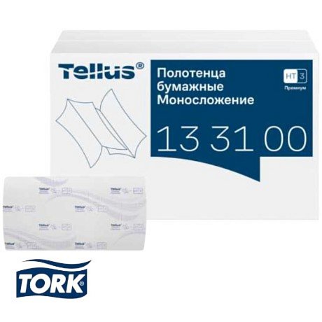 Полотенца бумажные Tellus Синглфолд Премиум, листовые, 2 слоя, 200 листов, H3 (133100)