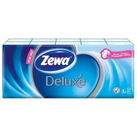 Салфетки косметические Zewa Deluxe, 10 упаковок по 10 шт