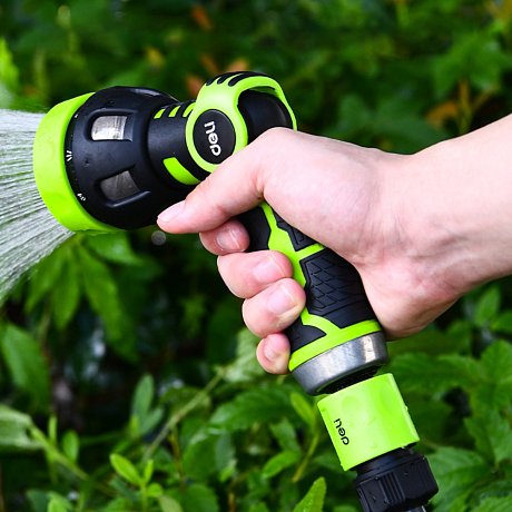 Пистолет-распылитель Deli GS EDL8762, 9 функций, быстросъем, фиксатор курка, черный, зеленый