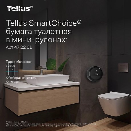 Бумага туалетная Tellus Комфорт TP9 SmartChoice, в мини-рулонах, 118,2 м, 2 слоя (472261)
