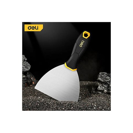 Шпатель нержавеющий Deli YS EDL-HD5, 125 мм, ручка 2K, черный, желтый