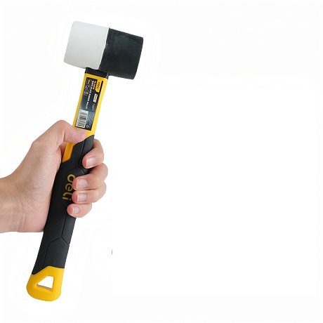 Киянка Deli YS EDL5808, резиновая, фибергласовая рукоятка, черная, белая