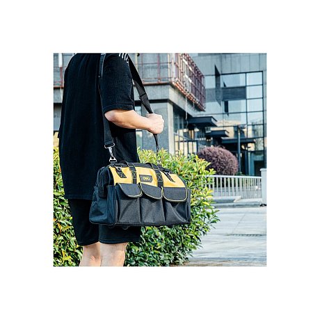 Сумка для инструментов Deli YS EDL430117, 400х200х270 мм, ткань Oxford, черный, желтый