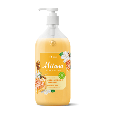 Крем-мыло жидкое Milana увлажняющее, 1 л, молоко и мед (126101)