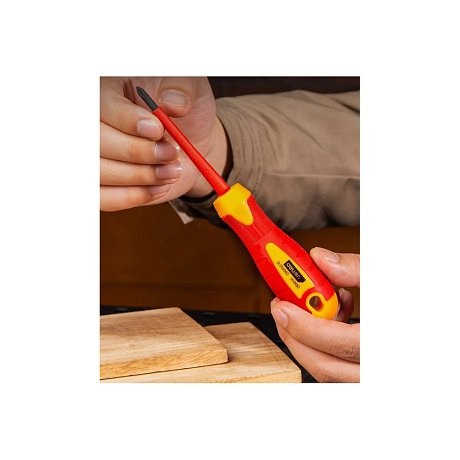 Отвертка диэлектрическая Deli YS EDL514080, PH1х80 мм, желтый, красный