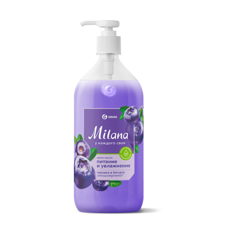 Крем-мыло жидкое Milana увлажняющее, 1 л, черника в йогурте (126301)