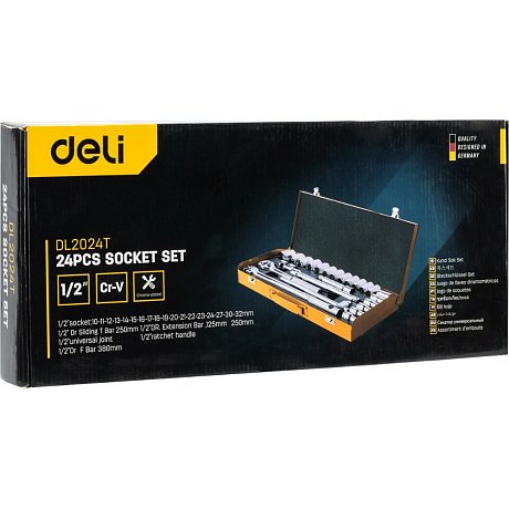 Набор головок торцевых Deli YS EDL2024T, 24 предмета, кейс, желтый