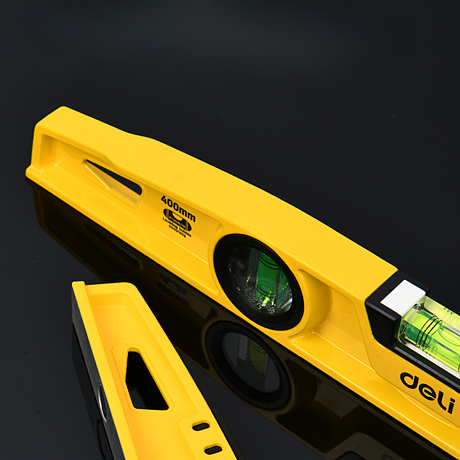 Уровень строительный литой Deli YS EDL290400Q, 400 мм, с двойным обзором, пузырьковый