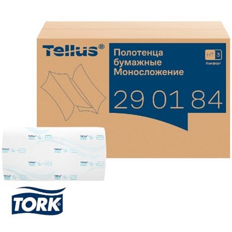 Полотенца бумажные Tellus Синглфолд Комфорт, листовые, 2 слоя, 200 листов, H3 (290184)