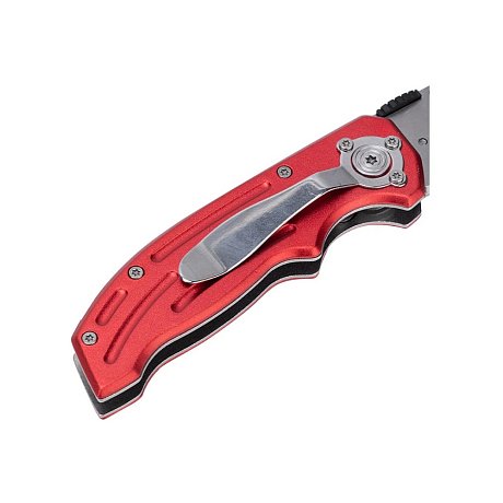 Нож строительный складной Deli RS EDL040, трапеция, 19T, красный