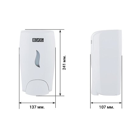 Диспенсер BXG SD-1198, для мыла жидкого 1 л, пластик, белый