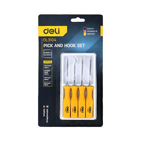 Набор крючков для слесарных работ Deli YS EDL3104, 4 шт, пластиковая рукоятка
