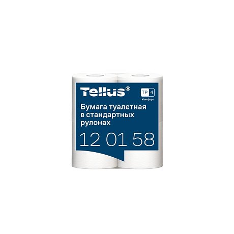 Бумага туалетная Tellus Комфорт TP4, 4 рулона, 23 м, 2 слоя (120158)