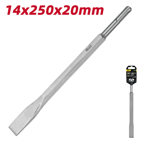 Зубило плоское для перфоратора, Deli YS EDH-YBZ20250-E1, 14 x 250 x 20 мм, SDS-PLUS