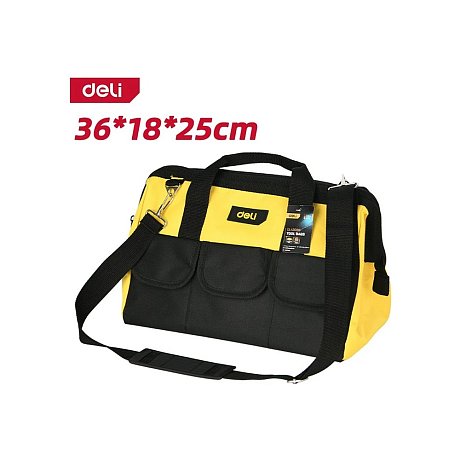Сумка для инструментов Deli YS EDL430016, 360х180х250 мм, ткань Oxford, черный, желтый