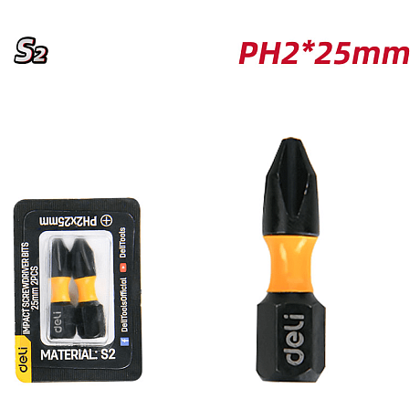 Бита Deli YS EDL251002Z, ударная, 2 шт., PH2 x 25 мм
