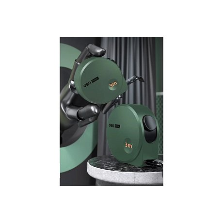 Рулетка Deli HS HT8316L 3м х 16 мм, Soft Touch, зеленый