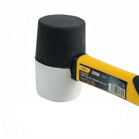 Киянка Deli YS EDL5808, резиновая, фибергласовая рукоятка, черная, белая