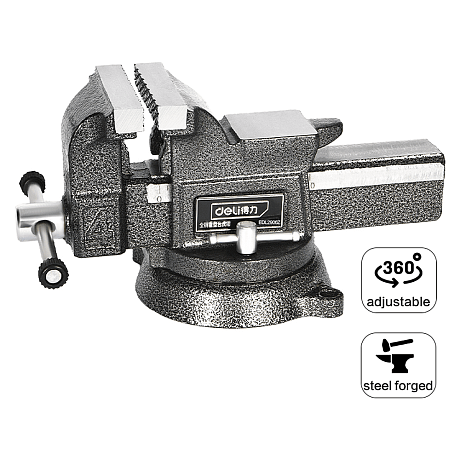 Тиски стальные Deli YS EDL2906Z, поворотные, с наковальней, 6