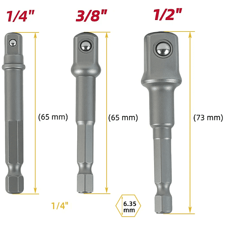 Набор адаптеров шестигранников Deli YS EDL110002, 1/4 на квадрат 1/4'', 3/8'', 1/2
