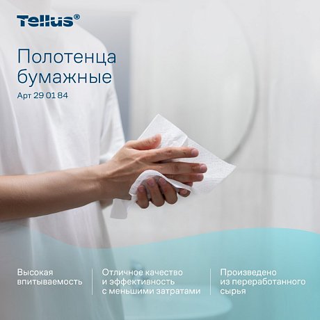 Полотенца бумажные Tellus Синглфолд Комфорт, листовые, 2 слоя, 200 листов, H3 (290184)